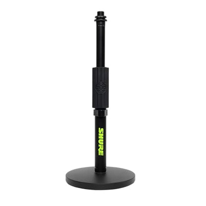 Shure by Gator Round Base Desktop Mic Stand with 6" Base (SH-DESKTOP1) | Designed to reduce movement and vibration, this simple mic stand is great for podcasts, live streams, or meetings.