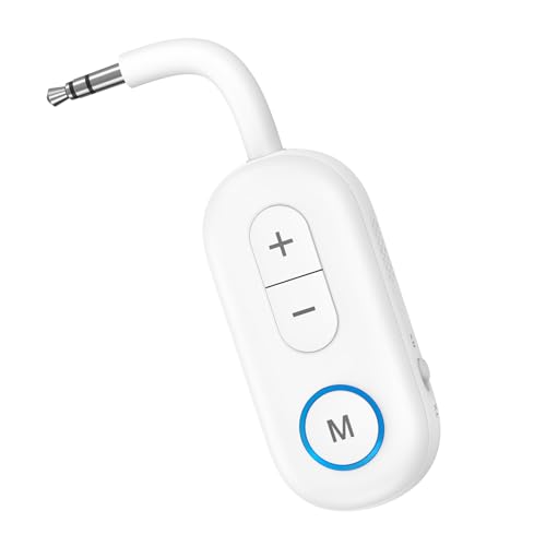 Upgraded Bluetooth 5.3 Audio Adapter, 2 in 1 Bluetooth Transmitter Receiver, Wireless Headphones, Low Latency, Hands-Free, Audio Adapter for Airplane/Travel/Car/Home Stereo - color: White