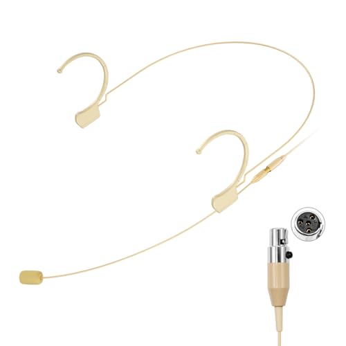 KIMAFUN Headset/Headworn Microphone Professional Earset Over Ear Hanging Condenser Mic Compatible with Shure Wireless System Bodypack Transmitter, Ideal for Performance, Theater, Lecture - Beige D4 - size: D4 for Shure Wireless System