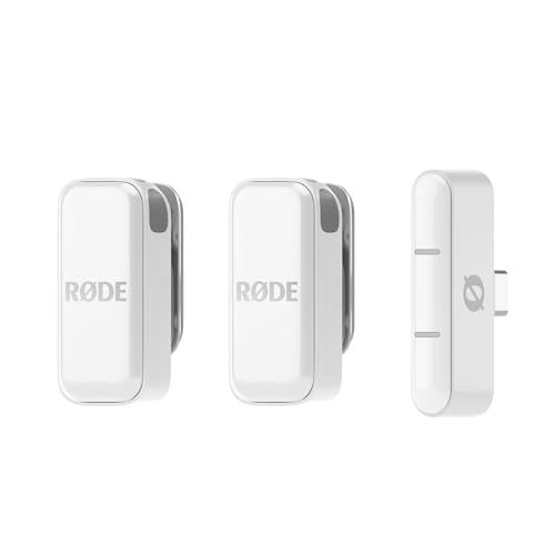 RØDE Wireless Micro - Compact Wireless Microphone, Two Mics with Charge Case for Smartphone Content Creation - USB-C, White | Two Mics with Charge Case for Smartphone Content Creation, USB-C, White - color: White