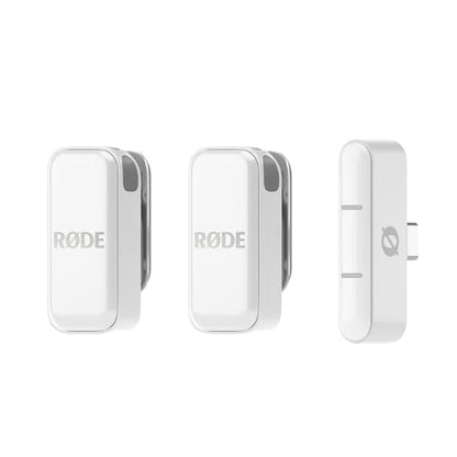 RØDE Wireless Micro - Compact Wireless Microphone, Two Mics with Charge Case for Smartphone Content Creation - USB-C, White | Two Mics with Charge Case for Smartphone Content Creation, USB-C, White - color: White