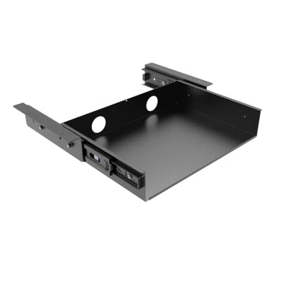 13 inch Under Desk Slide Out Storage Shelf with Cable Managment | Steel Sliding Under Desk Tray Drawer for Standing Desks, Workstations, Cabinet or Gaming