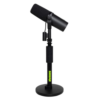 Shure by Gator Round Base Desktop Mic Stand with 6" Base (SH-DESKTOP1) | Designed to reduce movement and vibration, this simple mic stand is great for podcasts, live streams, or meetings.