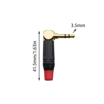 2PCS 90 Degree L Shape 3.5mm Right Angle Gold Plated Stereo Plug 1 Red 1 Black DIY Audio Cable Solder Connector for Home KTV Headphone and Headphone Cable Repair