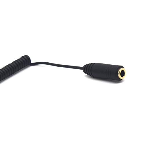 3.5mm TRS Stereo Extension Audio Coiled Cable, 2 Pack, 30cm, OD 1.5MM, 90 Degree Angle,1/8" Jack Headphone Aux Spring Spiral Cord