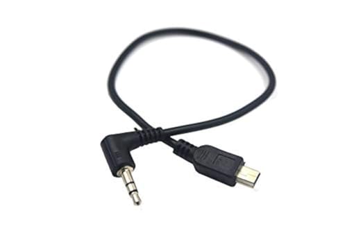 Duttek Right Angled 90 Degree 3-Pole 3.5mm DC Male AUX Audio Jack to Mini USB Male Microphone Adapter Cable-0.3m/Black
