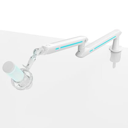ARES WING Aluminum Low Profile Mic Arm with 4.4 lbs Load Capacity, White | Adjustable Microphone Boom Arm with 3/8” to 5/8” Screw Adapter, Desk Mount Mic Stand for Gaming Streaming Podcasting - color: White