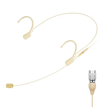 KIMAFUN Headset/Headworn Microphone Professional Earset Over Ear Hanging Condenser Mic Compatible with Audio Technica Wireless System Bodypack Transmitter, For Performance, Theater, Lecture - Beige T4 - size: T4 for Audio Technica Wireless System