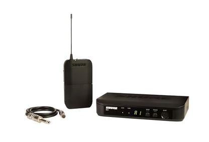 Shure BLX14 Wireless Instrument System J11 Band (596–620 MHz) – BLX4 Receiver, BLX1 Bodypack Transmitter & 1/4" Guitar Cable, Up to 14 Hr Battery, 300 ft Range | BLX4 Receiver, BLX1 Bodypack Transmitter and 1/4 Guitar Cable, Up to 14 Hr Battery, 300 ft Ra