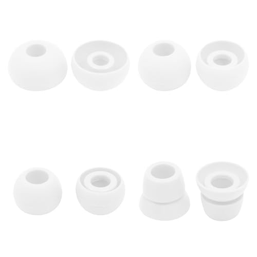 hopopwer Replacement Silicone Earbuds Tips for Powerbeats 3 Powerbeats 2, 4 Pairs Earbuds Silicone Ear Tips Set - Small, Medium, Large and Double Flange (White) - color: White without Pen