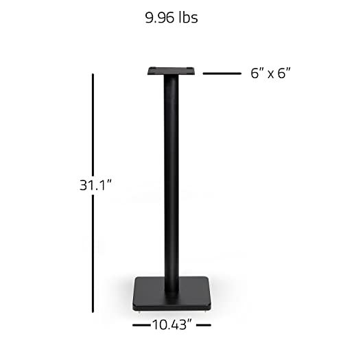 Fluance Floor Speaker Stands for Surround Sound and Bookshelf Speakers with Solid Construction, Adjustable Floor Spikes, Rubber Isolation Feet, Cable Management, Square Base - Matte Black/Pair (SS05S) - style: Matte Black - Square Base