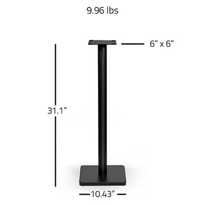 Fluance Floor Speaker Stands for Surround Sound and Bookshelf Speakers with Solid Construction, Adjustable Floor Spikes, Rubber Isolation Feet, Cable Management, Square Base - Matte Black/Pair (SS05S) - style: Matte Black - Square Base