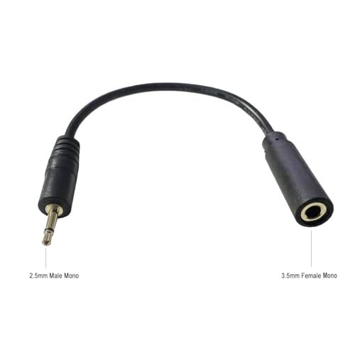 2.5mm to 3.5mm Aux Audio Cable 2Pack 6 inch | 2.5mm Mono Male to 3.5mm Mono Female Audio Jack Short Cable for Smartphone Headphone