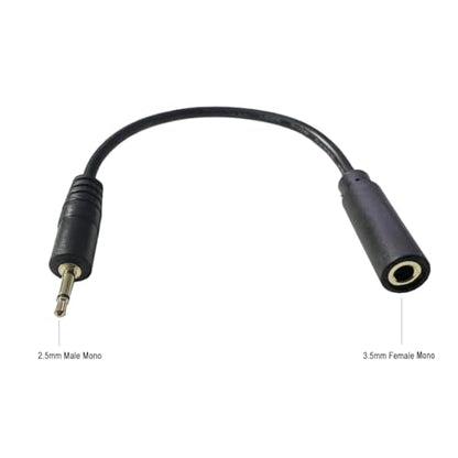 2.5mm to 3.5mm Aux Audio Cable 2Pack 6 inch | 2.5mm Mono Male to 3.5mm Mono Female Audio Jack Short Cable for Smartphone Headphone