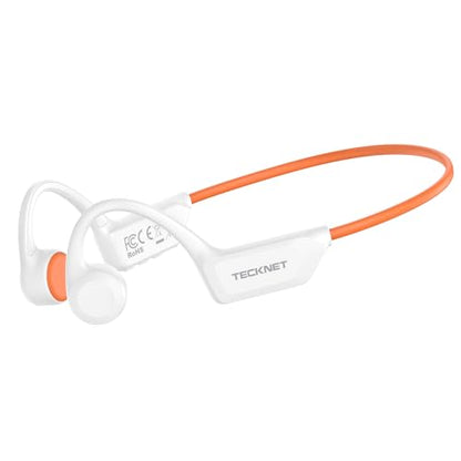 TECKNET Bone Conduction Headphones, Bluetooth V6.0 Open Ear Wireless Headphones, 10H Playtime & IPX5 Sweat Resistant, Secure Comfortable Fit Built-in Mic, Sports Earbuds for Running & Workout, White