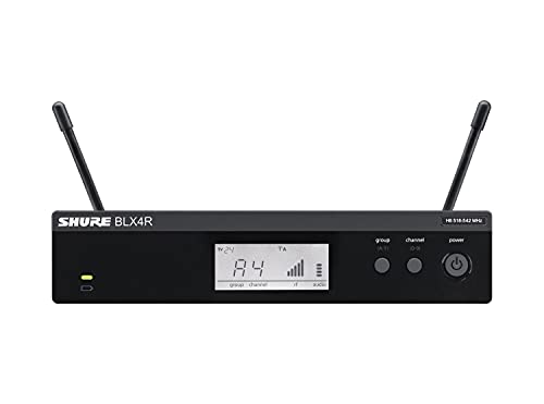 Shure BLX4R Rack-Mount Wireless Receiver H10 Band (542–572 MHz) – BLX Series Single-Channel Receiver with QuickScan, XLR & 1/4" Outputs, LCD Display, Up to 300 ft Range - style: Rack Mount