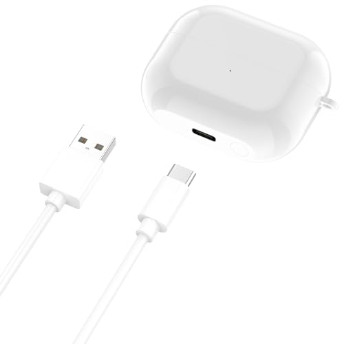 Charging Case for Samsung Galaxy Buds 3, Replacement Charger Case Dock Charging Box with USB C Cable for Galaxy Buds 3 (SM-R530) Earbuds (White) - color: White