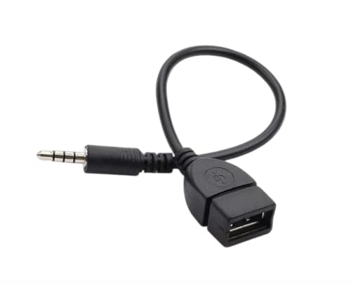 Black USB to AUX Adapter Cable,3.5mm Male AUX Plug to USB 2.0 Female Converter Adapter Cable Cord for Car Aux Port 20cm/8-inch Length Black OTG Adapter Accessories