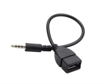 Black USB to AUX Adapter Cable,3.5mm Male AUX Plug to USB 2.0 Female Converter Adapter Cable Cord for Car Aux Port 20cm/8-inch Length Black OTG Adapter Accessories