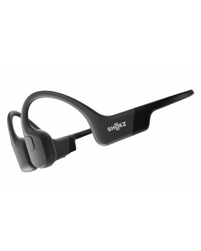SHOKZ OpenRun Bone Conduction Bluetooth Headphones, Black, USB-C Charging | Bundle with Sweat Headband；Open ear comfort; Lightweight & Secure fit; IP67 water resistance; 8H battery; Running/Cycling - color: Black, size: Standard Size+USB-C Charging