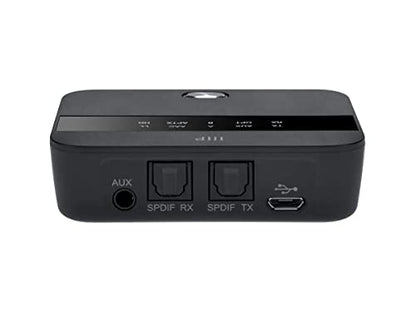 Monoprice Bluetooth 5 Long Range Transmitter and Receiver - with AptX HD and AptX Low Latency, SBC, AAC, Up to 32 Feet (10 Meters) Toslink/Optical, 3.5mm Aux, Up to 25 Hours of Audio Playback