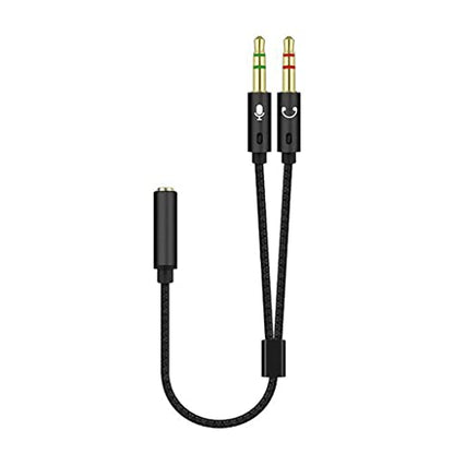 Headset Adapter Y Splitter 3.5mm Cable with Separate Mic and Headphone Connector Mutual Convertors for Gaming Splitter Cable 2 Male 1 Female Adapter 3.5mm Mic