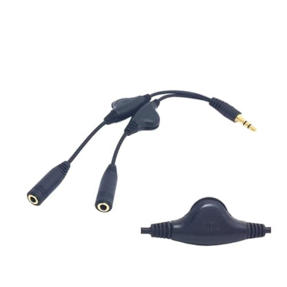 Headphone Splitter 3.5Mm Male to Double Female Headphone Headset Y Splitter Cable with Volumes Control Switches Headset Splitter for Pc, Black