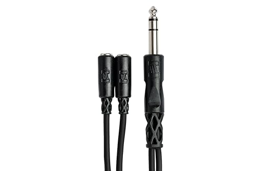 Hosa YMP-234 1/4 Inch TRS to Dual 3.5 mm TRSF Y-Cable | 1/4" TRS to dual 3.5mm TRS Y-cable for smartphones, laptops and headphones