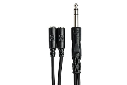 Hosa YMP-234 1/4 Inch TRS to Dual 3.5 mm TRSF Y-Cable | 1/4" TRS to dual 3.5mm TRS Y-cable for smartphones, laptops and headphones