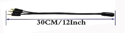 3.5mm Audio Y Splitter Headphone Cable, 3.5mm 1/8" inch Female to 3 Male Headset Mic & Stereo Audio Y Splitter Cable for Smartphone to Soundbox Adapter(30 CM/12 inch) (4-Pole) - color: 4-Pole