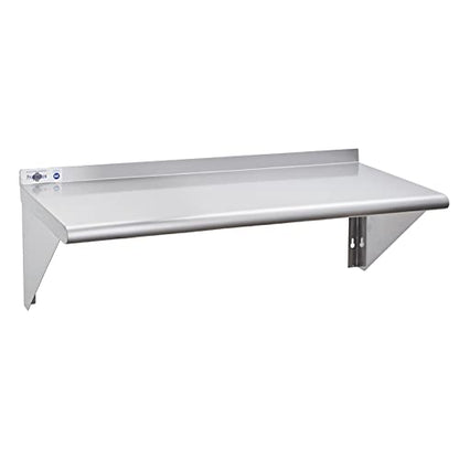 Profeeshaw NSF Stainless Steel Shelf 14” x 48”, Commercial Wall Shelving | 350 lb, Wall Mounted Metal Shelves, with Backsplash and 3 Brackets, for Restaurant, Bar, Utility Room, Kitchen and Garage - size: 14"x48"