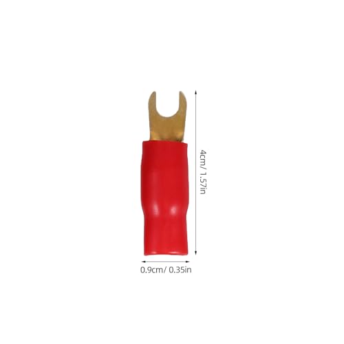 3 Pairs Copper Gold Plated 0 Gauge Spade Terminal Crimp Connectors Adapters Crimp Barrier Spades for Speaker Wire Cable Terminal Plug - 0GA (Red and Black)