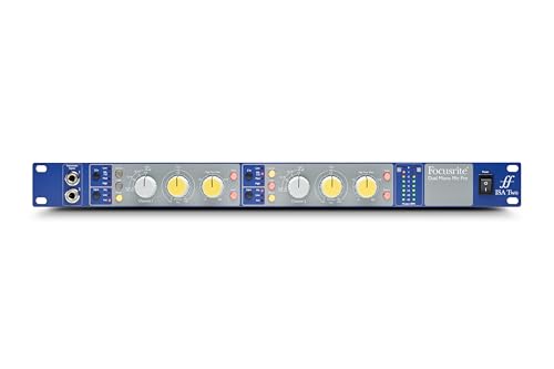 Focusrite ISA Two Classic rackmount dual mono mic preamp with variable impedance selector and high-pass filter per channel | 2 ISA Mic Preamps, Lundahl LL1538 Transformer, Switchable Impedance, Instrument Inputs, Balanced Inserts, Variable HPF, 80dB - sty