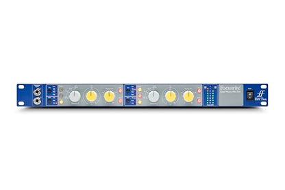 Focusrite ISA Two Classic rackmount dual mono mic preamp with variable impedance selector and high-pass filter per channel | 2 ISA Mic Preamps, Lundahl LL1538 Transformer, Switchable Impedance, Instrument Inputs, Balanced Inserts, Variable HPF, 80dB - sty