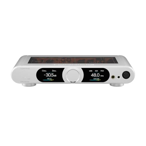 Topping DX9 Discrete Full Balanced DAC Headphone Amplifier Combo, 10000mW x 2 Amp with AK4118 XU-316 DSD512, USB/Bluetooth/2*Opt/2*Coax/AES/IIS Input, XLR/RCA 6.35mm/4.4mm/4-PIN XLR Output, Silver - color: Silver