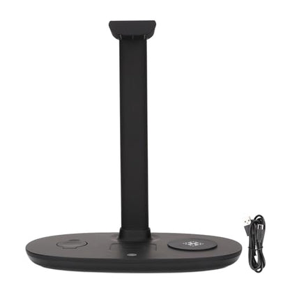 GOWENIC Wireless Charger Headphone Stand, 15W Fast Charge Detachable, Wireless Charger Dock Station for Office Gaming Desk, Headphone Charging Hanger for Gaming Headset Controller