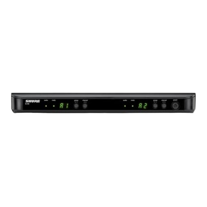 Shure BLX288/PG58 Dual Wireless Vocal System - J11 Band | 14-hour battery and 300 ft UHF range with two PG58 handheld vocal mics and dual-channel receiver for live vocals - style: J11 Band (596-616 MHz)