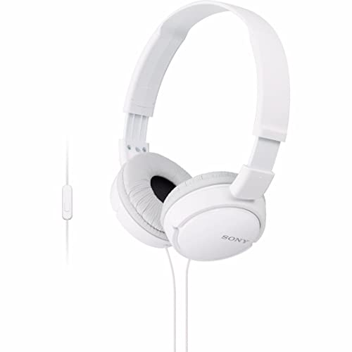 Sony ZX Series Wired On-Ear Headphones with Mic, White MDR-ZX110AP - color: White, style: With Mic
