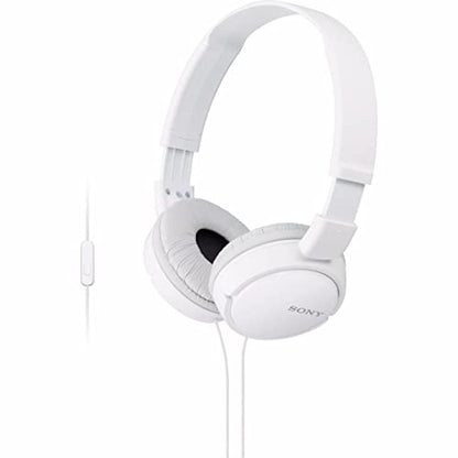 Sony ZX Series Wired On-Ear Headphones with Mic, White MDR-ZX110AP - color: White, style: With Mic