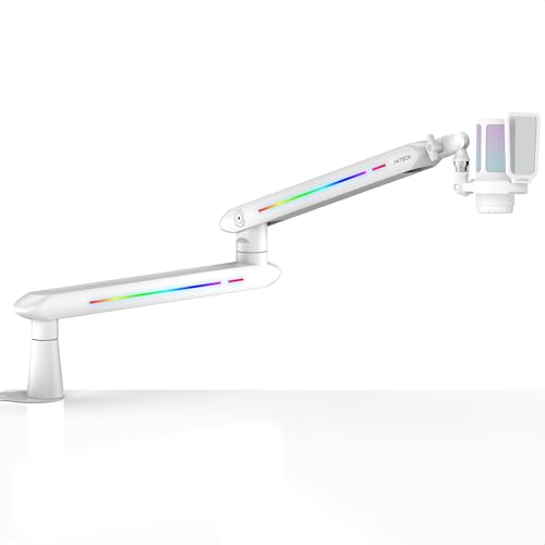 IXTECH RGB Low Profile Boom Arm for Mic, Adjustable Microphone Arm Stand with Desk Mount Clamp, Rotatable Microphone Boom Arm Mic Stand with Cable Management for Podcast Streaming Gaming Studio. - color: 5 LIZARD RGB
