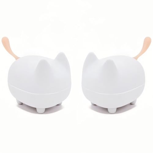gingo Cute Cat Bluetooth Speaker (White*2) | Cat-shaped silicone tail, 40H playtime, TWS pairing, hands-free mic, BT5.3, 70g light, perfect home/office/outdoor/gift - color: White*2