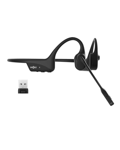 SHOKZ OpenComm2 UC 2025 Upgrade - Open-Ear Wireless Computer Headset with Boom Mic, Bone Conduction Bluetooth Stereo Headphones (Renewed) - style: OpenComm2UC (USB-A)