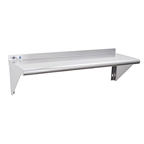 Profeeshaw NSF Stainless Steel Shelf 12''x48'', Commercial Wall Shelving | 280 lb, Wall Mounted Metal Shelves, with Backsplash and 2 Brackets, for Restaurant, Bar, Utility Room, Kitchen and Garage - size: 12"x48"