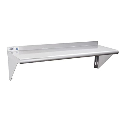 Profeeshaw NSF Stainless Steel Shelf 12''x48'', Commercial Wall Shelving | 280 lb, Wall Mounted Metal Shelves, with Backsplash and 2 Brackets, for Restaurant, Bar, Utility Room, Kitchen and Garage - size: 12"x48"