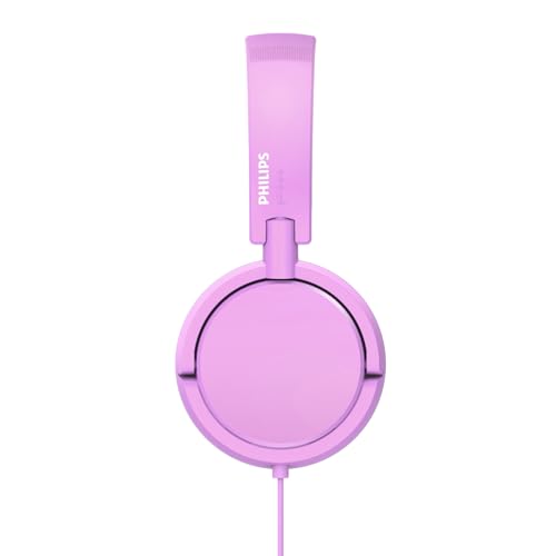 Philips K2019 Lightweight On-Ear Wired Kids Headphones - Built-in Mic, Safe Volume Limited, Foldable & Durable, Pink - color: Pink