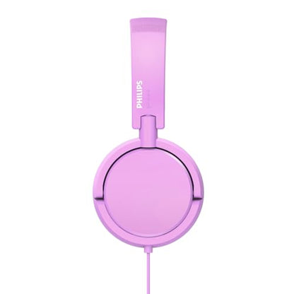 Philips K2019 Lightweight On-Ear Wired Kids Headphones - Built-in Mic, Safe Volume Limited, Foldable & Durable, Pink - color: Pink