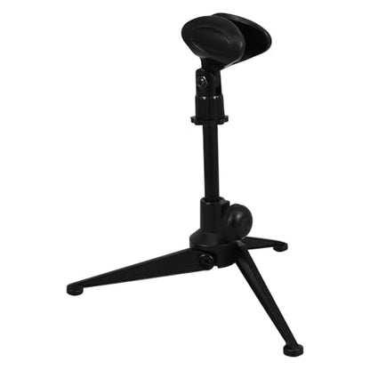 Beaupretty Universal Adjustable Tabletop Mic Stand, Black Zinc Alloy Foldable Tripod Microphone Holder for Home and Desktop Use