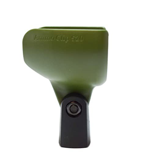 Ammo Clip 520 Bullet Mic Holder Compatible With Shure 520DX Green Bullet, Superlux D112/C and Other Similar Harmonica Microphones (Olive Green) - color: Olive Green