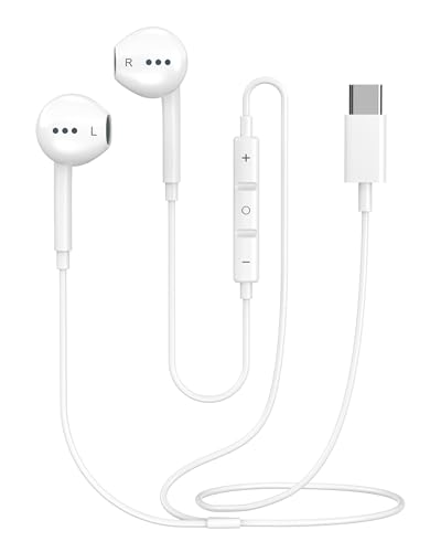 [Apple MFi Certified] Upgraded USB C Headphones for iPhone 17 16 15 Pro Max | Wired USB C Earphones/Earbuds with Built-in Remote to Control Music/Phone Calls/Volume, Compatible for iPhone 17 16 15/Galaxy - color: Off-white
