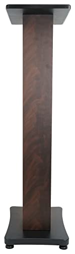 Rockville SS36D Dark Wood Grain 36" Solid Home Speaker Stands Pair, 100 Lbs | Solid MDF Wood, Not Hollow, Isolation Pads, Brass and Rubber Spikes, 2 Top Platform Sizes, No Sand Needed, Cable Management - color: Dark Wood